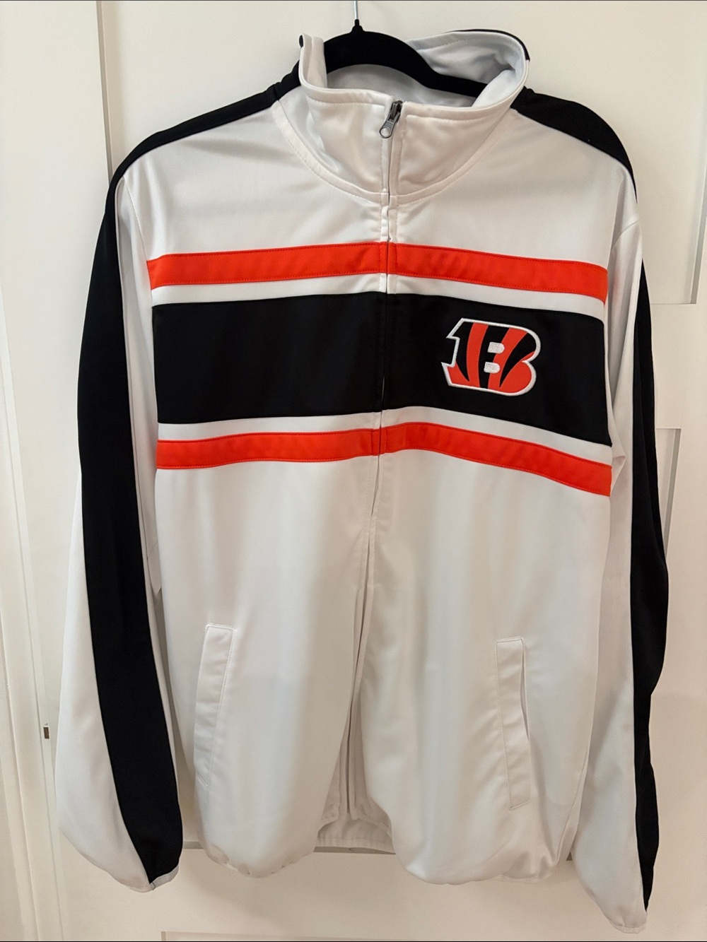 NFL White Black Orange Bengals Track Jacket